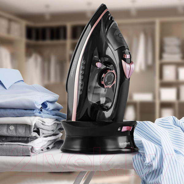 Изображение товара Беспроводной утюг Endever Delta-229 (черный/розовое золото)