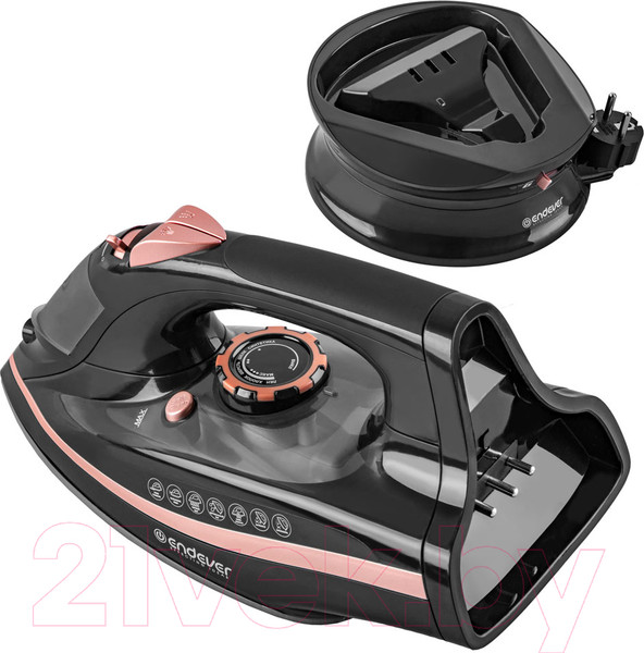 Изображение товара Беспроводной утюг Endever Delta-229 (черный/розовое золото)