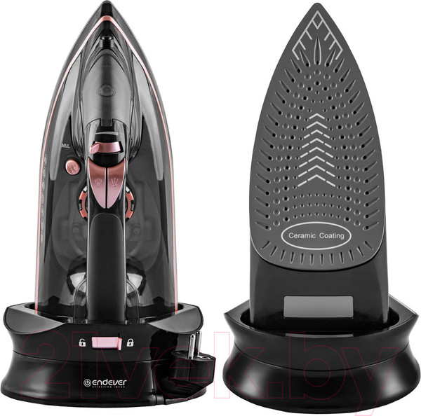 Изображение товара Беспроводной утюг Endever Delta-229 (черный/розовое золото)