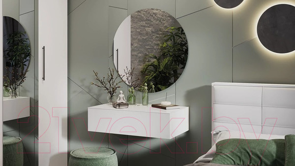 Изображение товара Туалетный столик ТриЯ Глосс ТД 319.05.01 (белый глянец/стекло белый глянец)