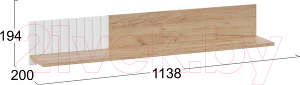 Изображение товара Полка ТриЯ Хилтон исп.2 (дуб крафт золотой/белый матовый)