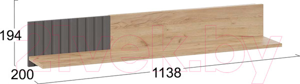 Изображение товара Полка ТриЯ Хилтон исп.2 (дуб крафт золотой/графит матовый)