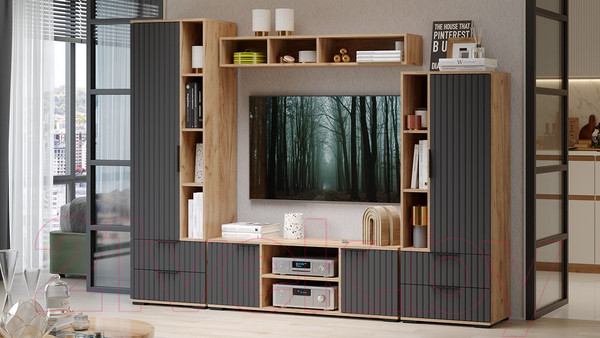 Изображение товара Тумба ТриЯ Хилтон исп.2 (дуб крафт золотой/графит матовый)