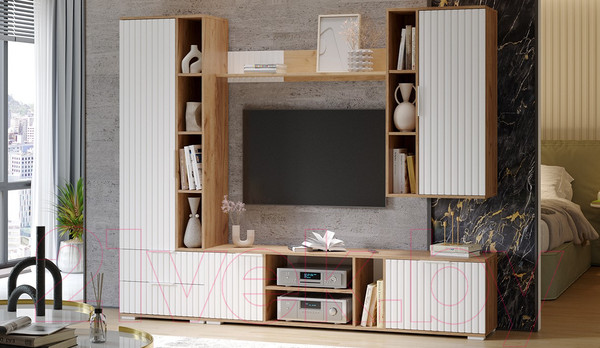 Изображение товара Тумба ТриЯ Хилтон (дуб крафт золотой/белый матовый)