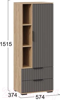 Изображение товара Шкаф-пенал ТриЯ Хилтон исп.2 (дуб крафт золотой/графит матовый)