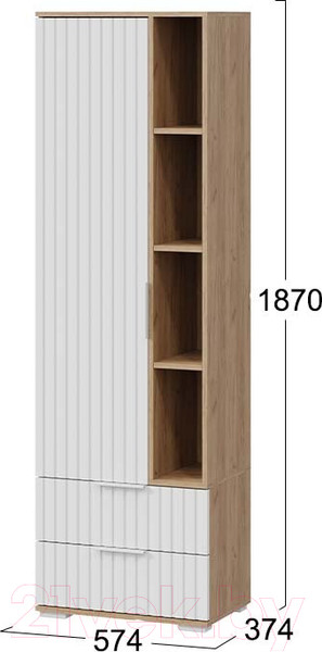 Изображение товара Шкаф-пенал ТриЯ Хилтон (дуб крафт золотой/белый матовый)