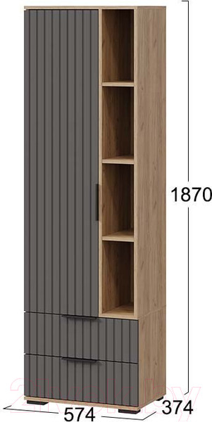 Изображение товара Шкаф-пенал ТриЯ Хилтон (дуб крафт золотой/графит матовый)