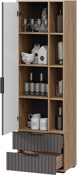 Изображение товара Шкаф-пенал ТриЯ Хилтон (дуб крафт золотой/графит матовый)