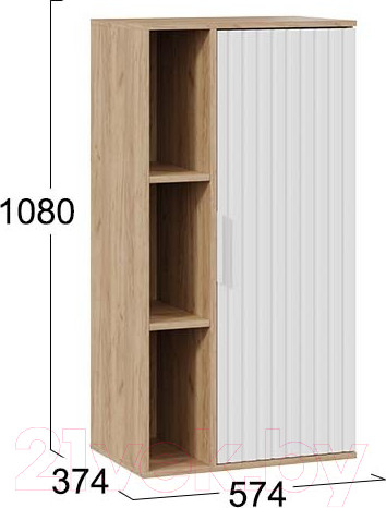 Изображение товара Шкаф навесной ТриЯ Хилтон (дуб крафт золотой/белый матовый)