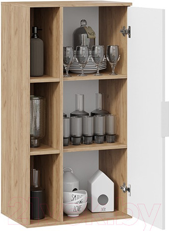 Изображение товара Шкаф навесной ТриЯ Хилтон (дуб крафт золотой/белый матовый)