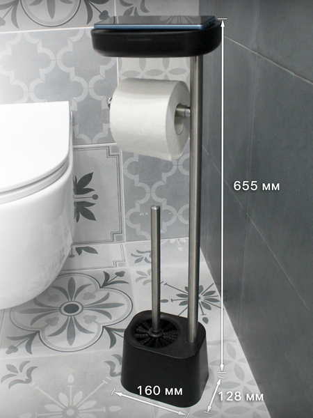 Изображение товара Стойка для туалетной бумаги с ершиком Caspian 90025 (черный)