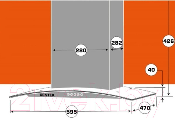 Изображение товара Вытяжка купольная Centek СТ-1825-60 (сталь)