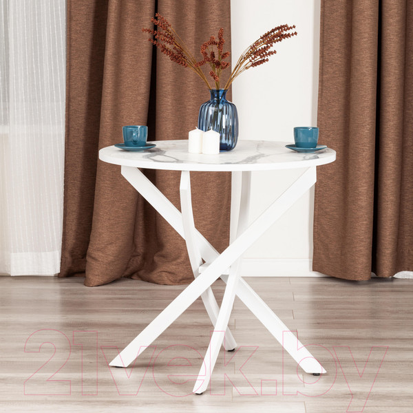 Изображение товара Обеденный стол Tetchair Manzana 80x80x75 (мрамор светлый/белый)