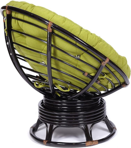 Изображение товара Кресло-качалка Tetchair Papasan W 23/01 B с подушкой (античный черно-коричневый/флок олива 23)