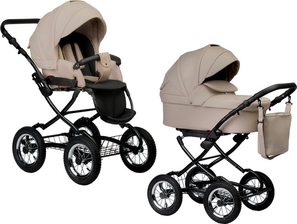 Изображение товара Детская универсальная коляска INDIGO Barbara Eco Classic 2 в 1 (Be 02, светло-бежевая кожа)