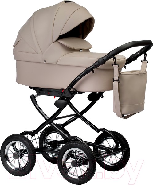 Изображение товара Детская универсальная коляска INDIGO Barbara Eco Classic 2 в 1 (Be 02, светло-бежевая кожа)