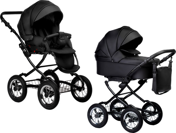 Изображение товара Детская универсальная коляска INDIGO Barbara Eco Classic 2 в 1 (Be 03, черная кожа)