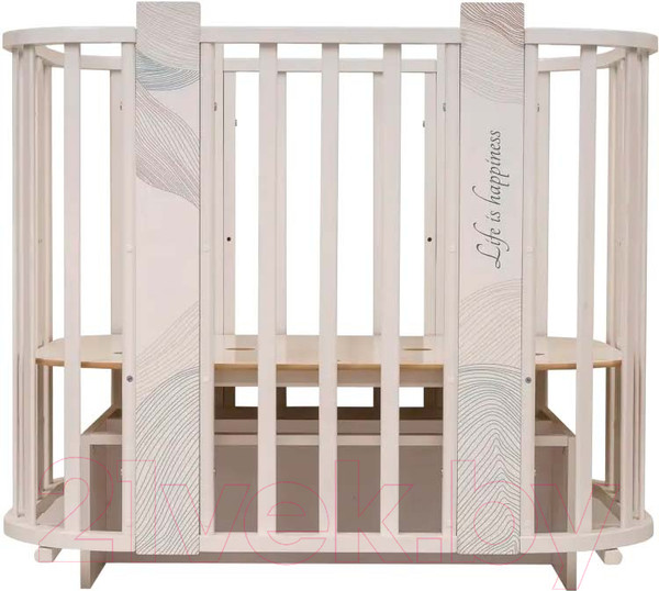 Изображение товара Детская кровать-трансформер INDIGO Green Line 5 в 1 поперечный маятник (волна)