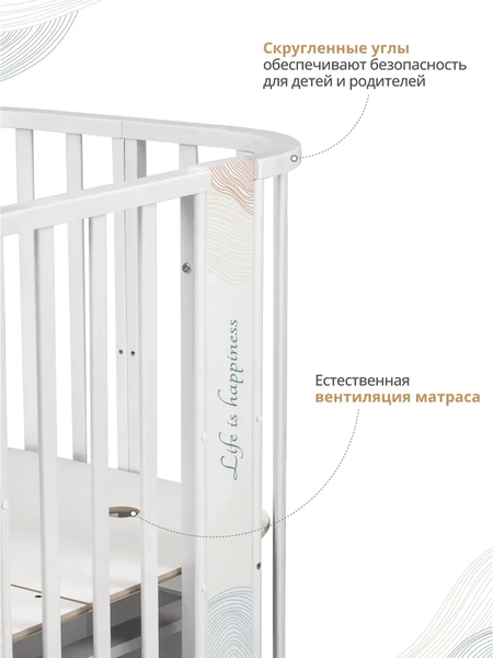 Изображение товара Детская кровать-трансформер INDIGO Green Line 5 в 1 с поперечным маятником (травинки)