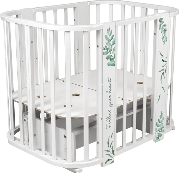 Изображение товара Детская кровать-трансформер INDIGO Green Line 5 в 1 с поперечным маятником (травинки)