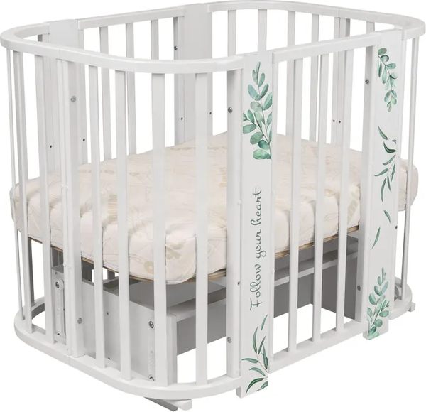 Изображение товара Детская кровать-трансформер INDIGO Green Line 5 в 1 с поперечным маятником (травинки)