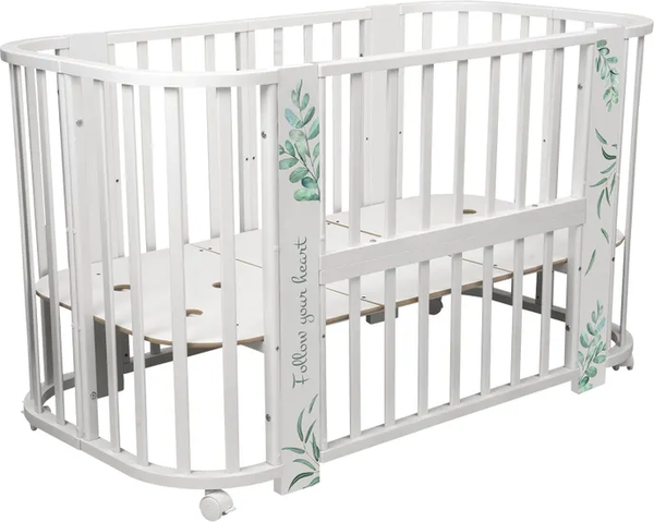 Изображение товара Детская кровать-трансформер INDIGO Green Line 5 в 1 с поперечным маятником (травинки)