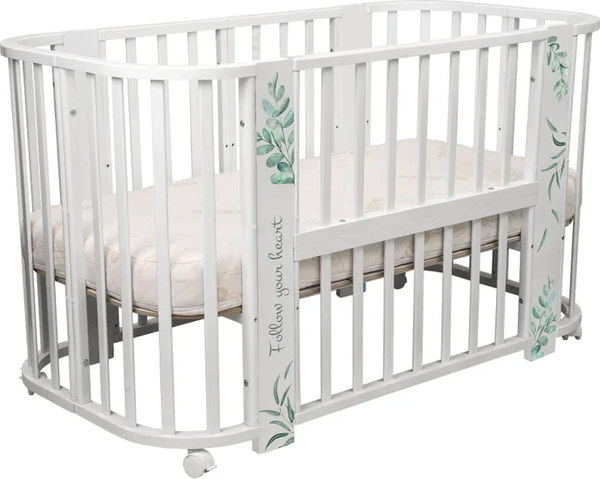 Изображение товара Детская кровать-трансформер INDIGO Green Line 5 в 1 с поперечным маятником (травинки)