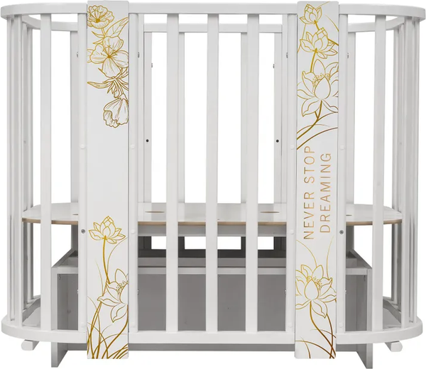 Изображение товара Детская кровать-трансформер INDIGO Green Line 5 в 1 с поперечным маятником (цветы)