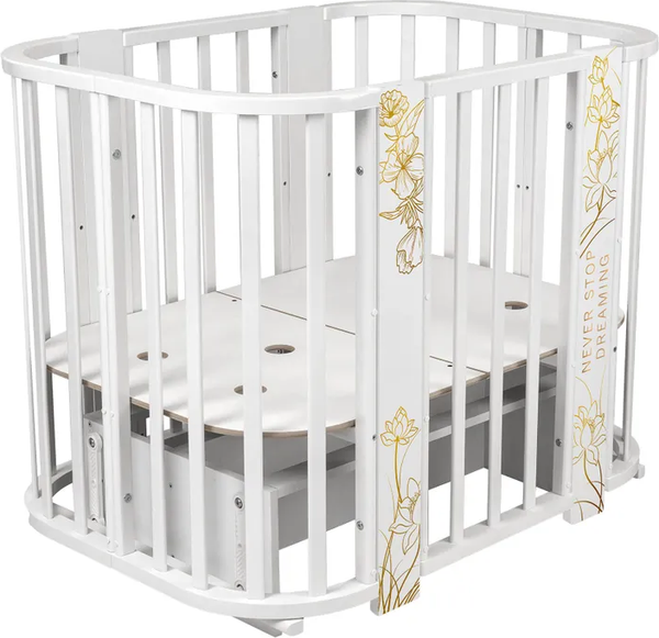 Изображение товара Детская кровать-трансформер INDIGO Green Line 5 в 1 с поперечным маятником (цветы)