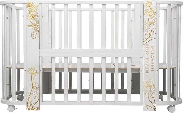 Изображение товара Детская кровать-трансформер INDIGO Green Line 5 в 1 с поперечным маятником (цветы)