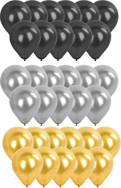 Изображение товара Набор воздушных шаров Brauberg Happy Birthday / 591898 (52шт, серебристый/золото/черный)