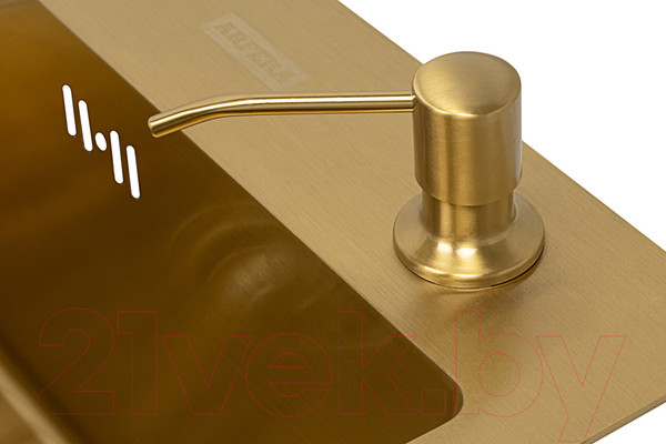 Изображение товара Мойка кухонная Arfeka Eco AR 50x50 + CL AR + DS AR (золото, с дозатором и коландером)