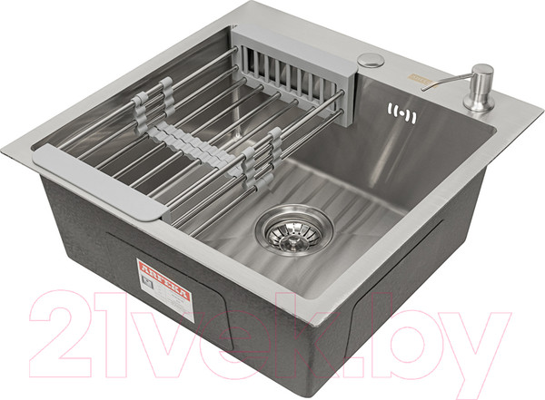 Изображение товара Мойка кухонная Arfeka Eco AR 50x50 + CL AR + DS AR (сатин, с дозатором и коландером)