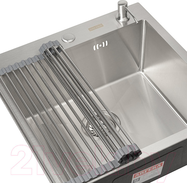 Изображение товара Мойка кухонная Arfeka Eco AR 50x50 + RM AR + DS AR (сатин, с аксессуарами)