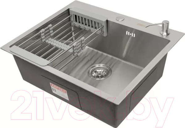 Изображение товара Мойка кухонная Arfeka Eco AR 60x50 + CL AR + DS AR (сатин, с дозатором и коландером)