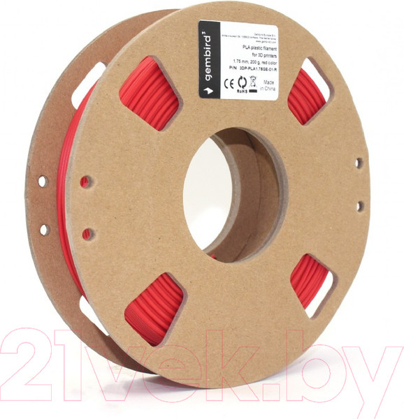 Изображение товара Пластик для 3D-печати Gembird PLA 3DP-PLA1.75GE-01-R (1.75мм, 200г, красный)