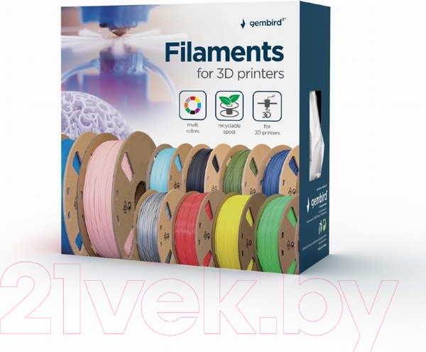 Изображение товара Пластик для 3D-печати Gembird PLA 3DP-PLA1.75GE-01-BK (1.75мм, 200г, черный)