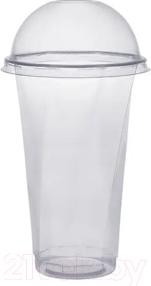 Изображение товара Набор крышек для стаканов Паксервис ПЭТ без отверстия / 385240 (1000шт, прозрачный)