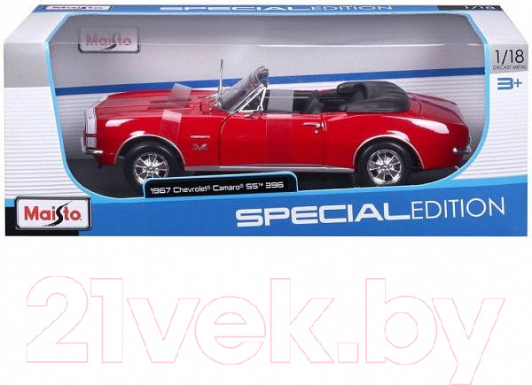 Изображение товара Масштабная модель автомобиля Maisto 1967 Chevrolet Camaro SS 396 / 31684 (красный)