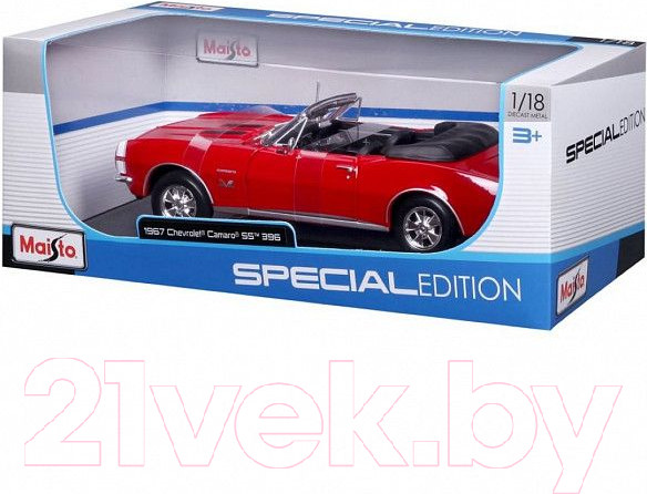 Изображение товара Масштабная модель автомобиля Maisto 1967 Chevrolet Camaro SS 396 / 31684 (красный)