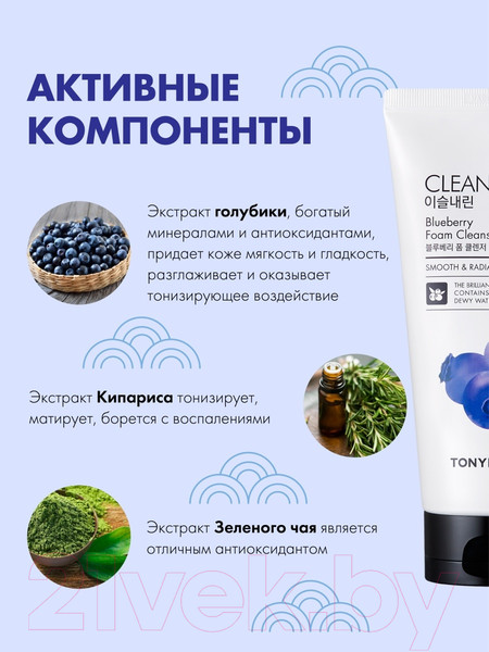 Изображение товара Пенка для умывания Tony Moly Clean Dew Blueberry Foam Cleanser (180мл)