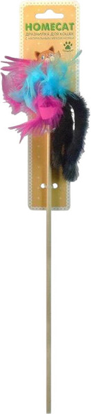 Изображение товара Игрушка для кошек Homecat Дразнилка Пальма из норки с перьями / 71137