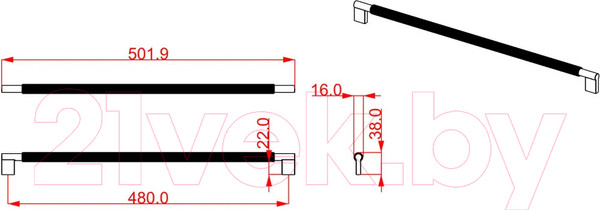 Изображение товара Ручка для мебели Cebi A1243 Smooth MP11 (480мм, золото)