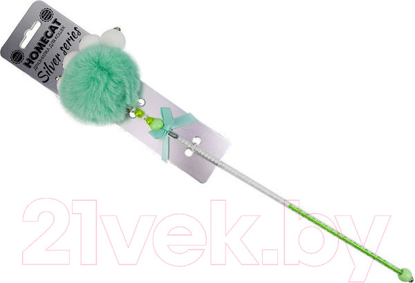 Изображение товара Игрушка для кошек Homecat Silver Series Дразнилка Помпон с бусинками / 78414 (мятный)