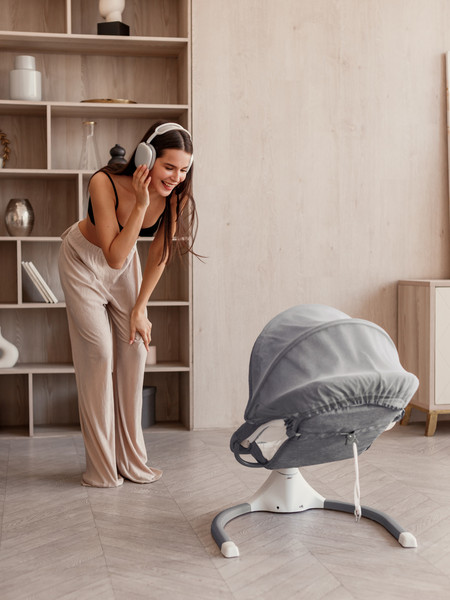Изображение товара Детский шезлонг Amarobaby Lucky Swing / AB23-22LUCKY/11 (серый)