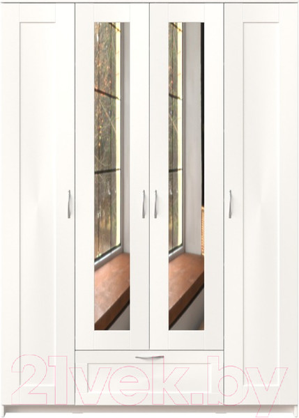 Изображение товара Шкаф Mio Tesoro Сириус 4-х створчатый 1 ящик 2.02.01.520.1 (белый)