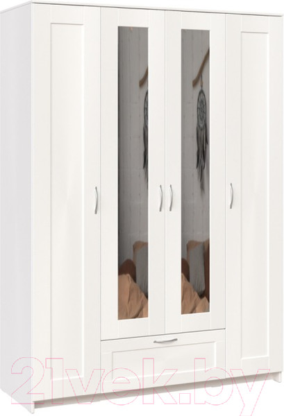 Изображение товара Шкаф Mio Tesoro Сириус 4-х створчатый 1 ящик 2.02.01.520.1 (белый)