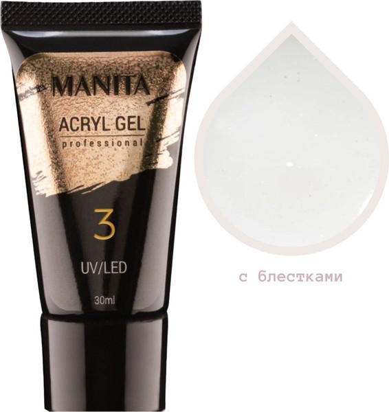 Изображение товара Моделирующий гель для ногтей Manita Professional №03 белый с блестками (30мл)