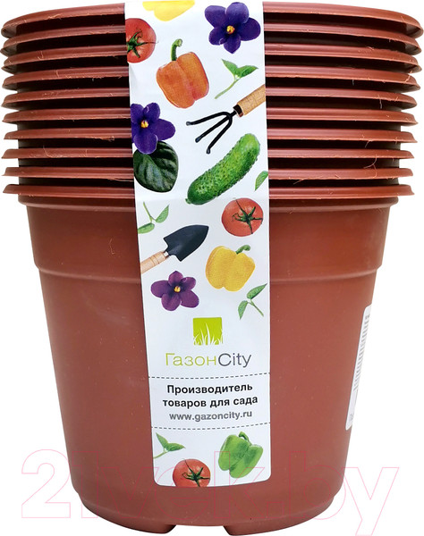 Изображение товара Набор горшков для рассады ГазонCity Color 13x10.5см 1л (10шт, терракотовый)