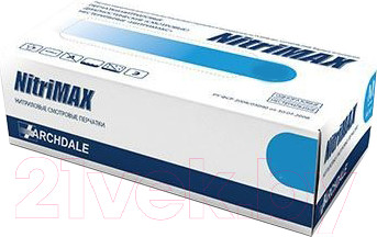 Изображение товара Перчатки одноразовые NitriMAX Нитриловые (L, 100шт, голубой)